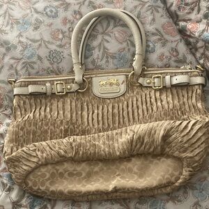 Coach Textured Tan Shoulder Bag